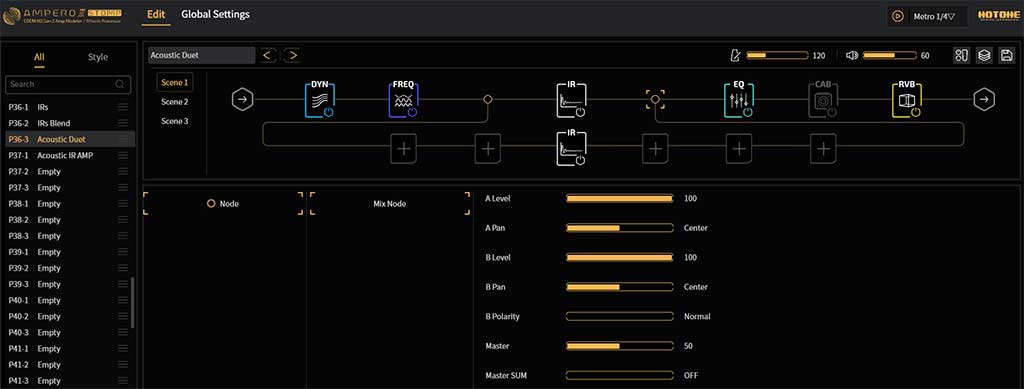 Manage the phase and polarity of two IRs on a Hotone Ampero II Stomp or Stage