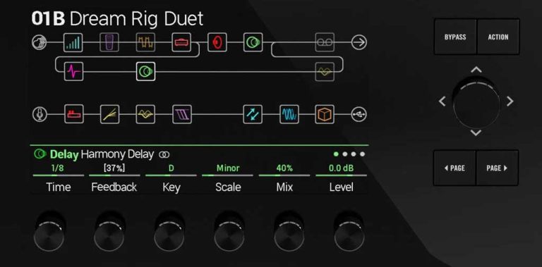 An effects chain presenting a preset included into a Line 6 Helix Floor processor