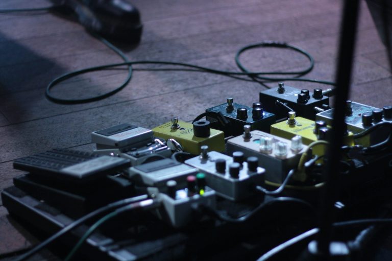 a guitarist pedalboard